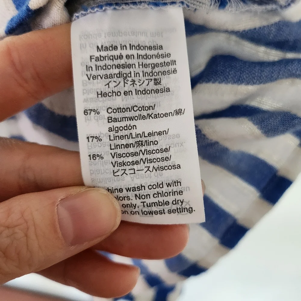 J. Crew cotton linen Blue and White Striped Tank